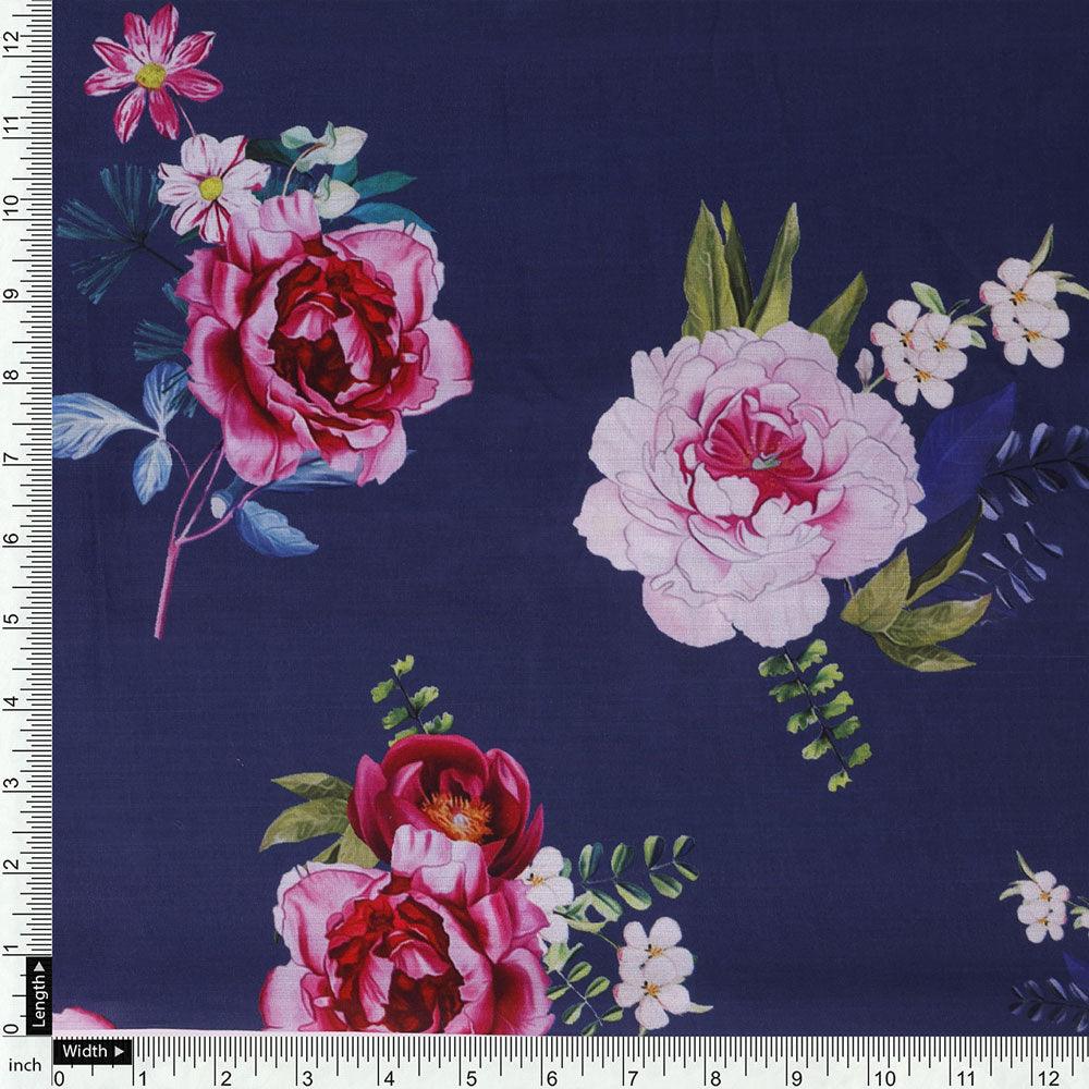 Harvest Red Pastel Wildflowers Digital Printed Fabric - Muslin - Image 4
