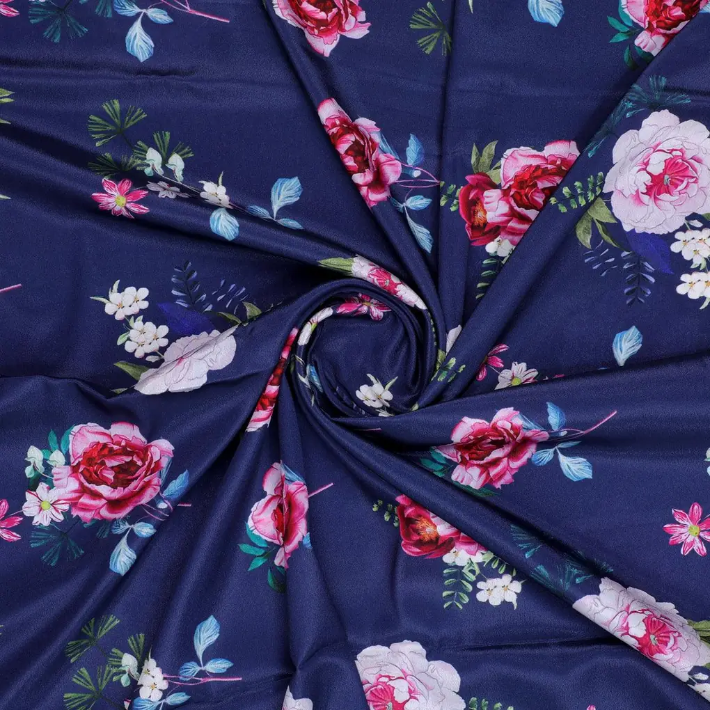 Harvest Red Pastel Wildflowers Digital Printed Fabric - Crepe - Image 3