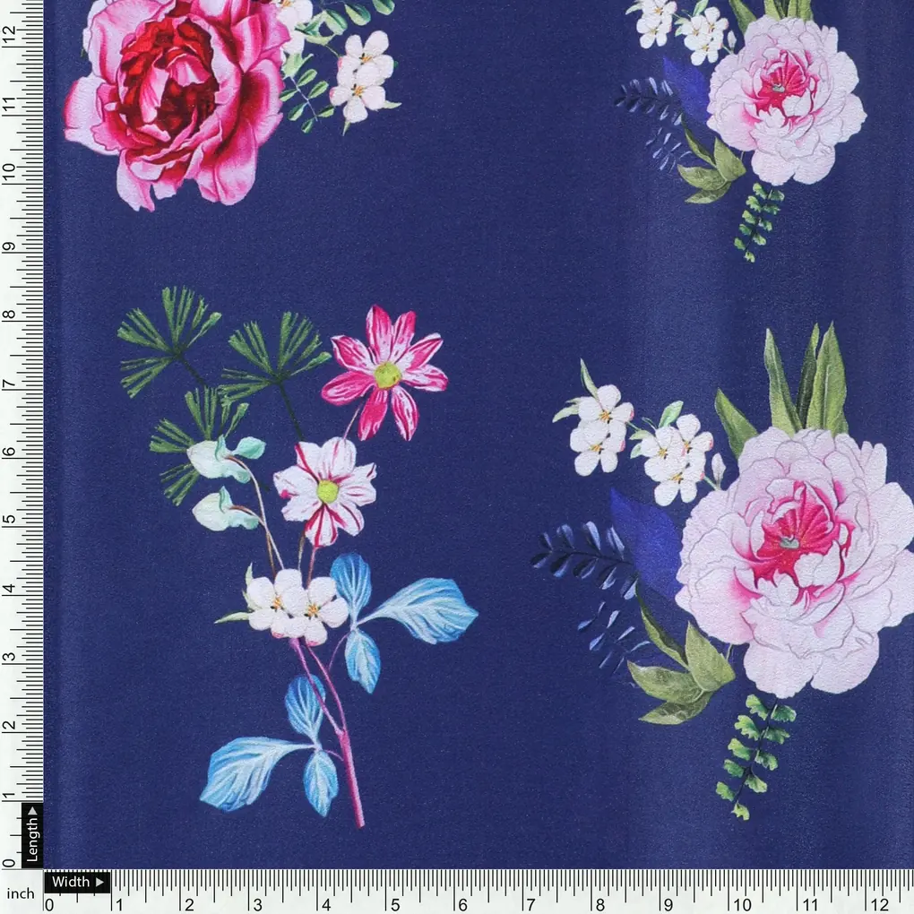 Harvest Red Pastel Wildflowers Digital Printed Fabric - Crepe - Image 4