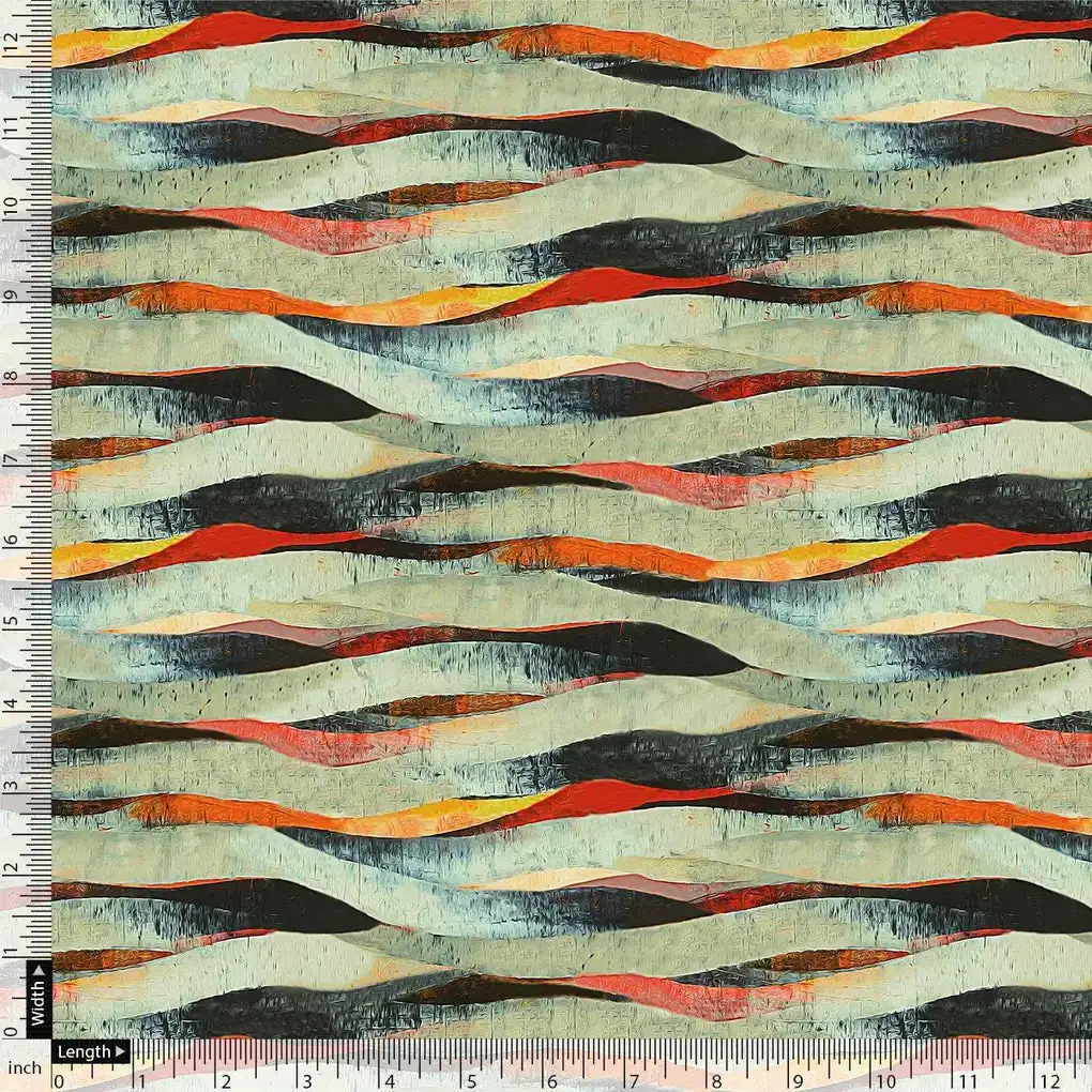 Hawaaian Waving Watercolour Digital Printed Fabric - Japan Satin - Image 4