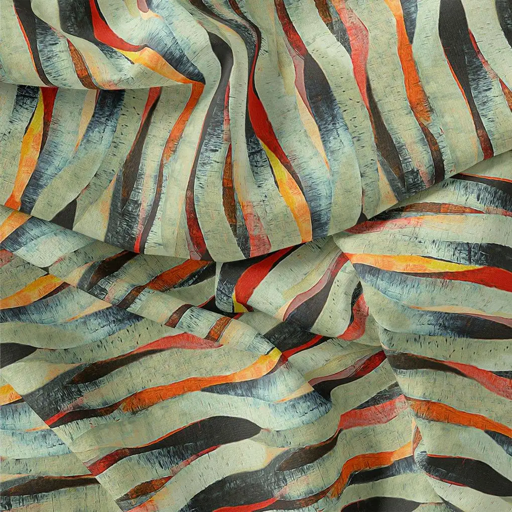 Hawaaian Waving Watercolour Digital Printed Fabric - Muslin - Image 3