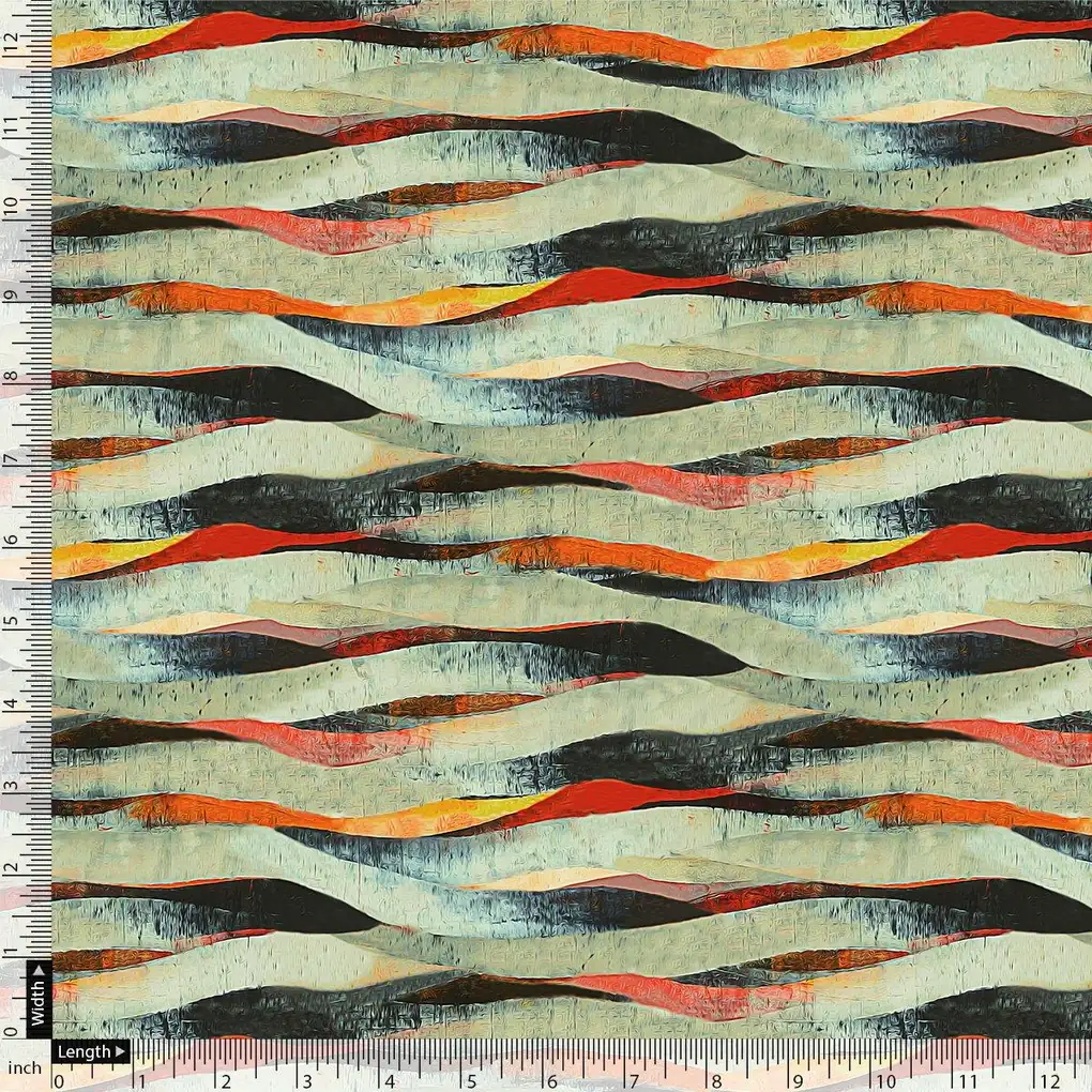 Hawaaian Waving Watercolour Digital Printed Fabric - Muslin - Image 4