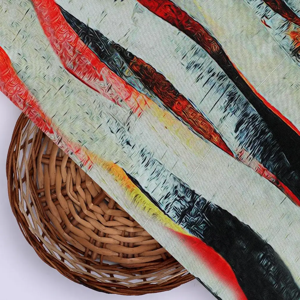 Hawaaian Waving Watercolour Digital Printed Fabric - Rayon - Image 3