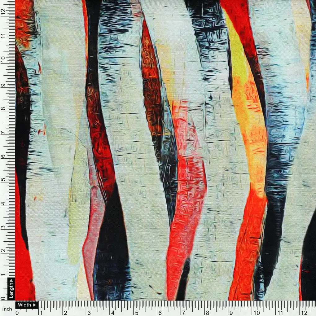 Hawaaian Waving Watercolour Digital Printed Fabric - Rayon - Image 4