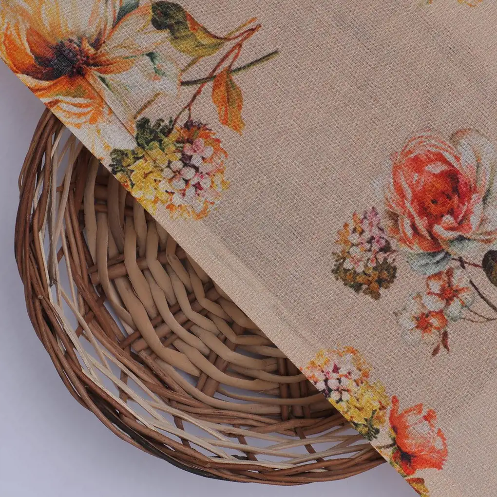 Hawaiian Zinnia Flower Roses Digital Printed Fabric - Pure Cotton - Image 2