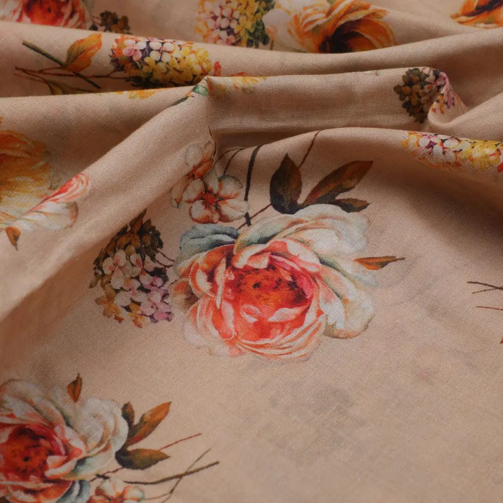 Hawaiian Zinnia Flower Roses Digital Printed Fabric - Pure Cotton - Image 3