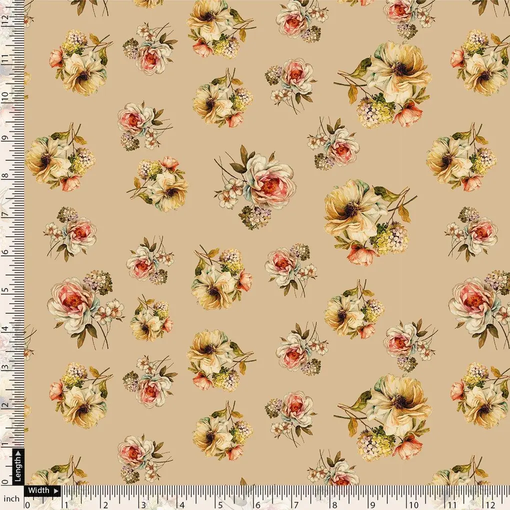 Hawaiian Zinnia Flower Roses Digital Printed Fabric - Rayon - Image 4