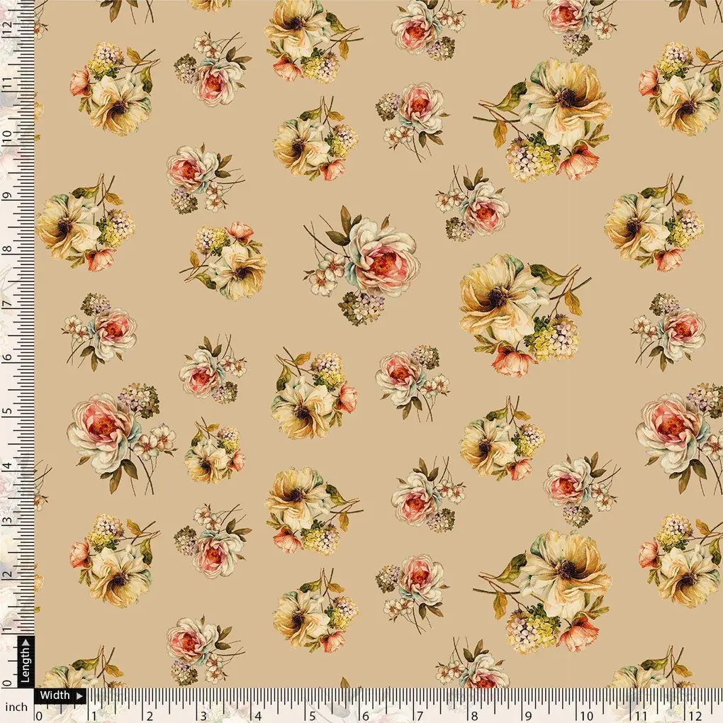 Hawaiian Zinnia Flower Roses Digital Printed Fabric - Upada Silk - Image 4