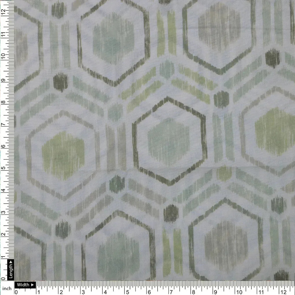 Hexagon Printed Linen Fabric - Image 4