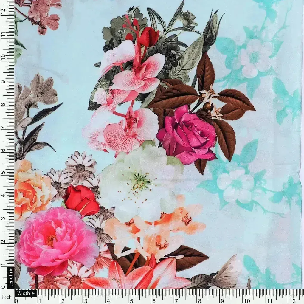 High Quality Multicolor Floral Digital Printed Fabrics - Image 4