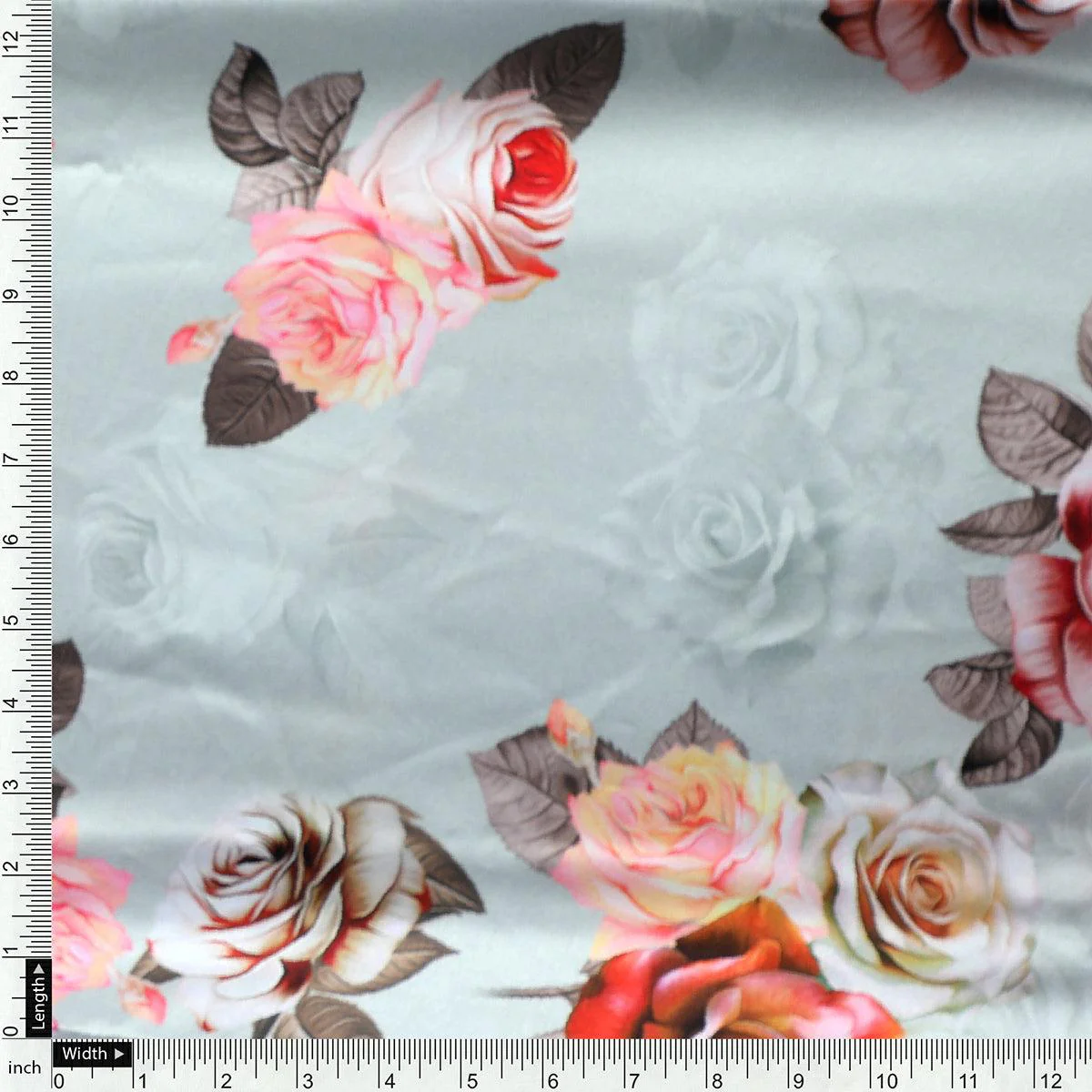 High Quality Multicolor Floral on Green Base Digitally Printed Fabrics - Image 4