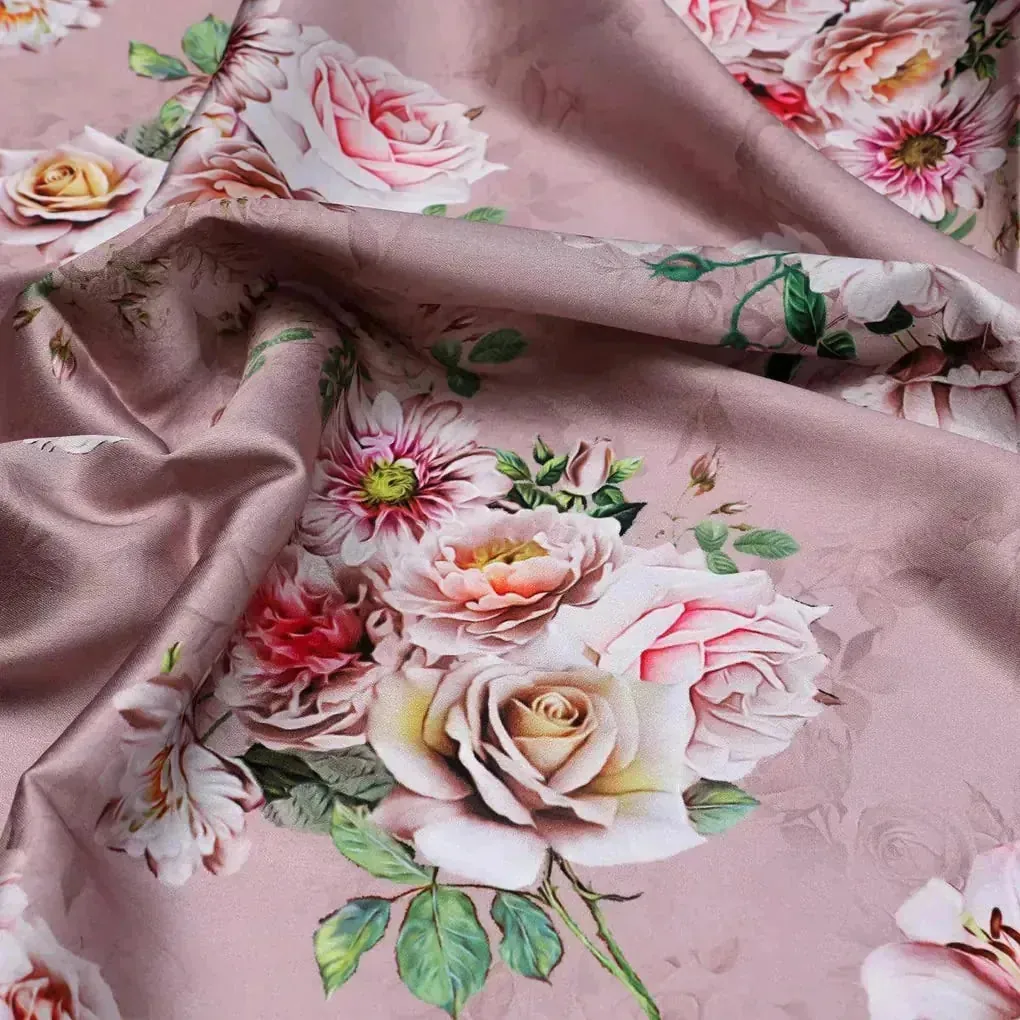 High Quality Multicolor Floral with Brown Base Digitally Printed Fabrics - Image 3