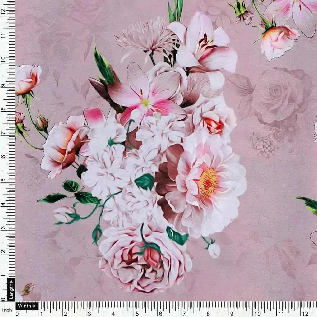 High Quality Multicolor Floral with Brown Base Digitally Printed Fabrics - Image 4