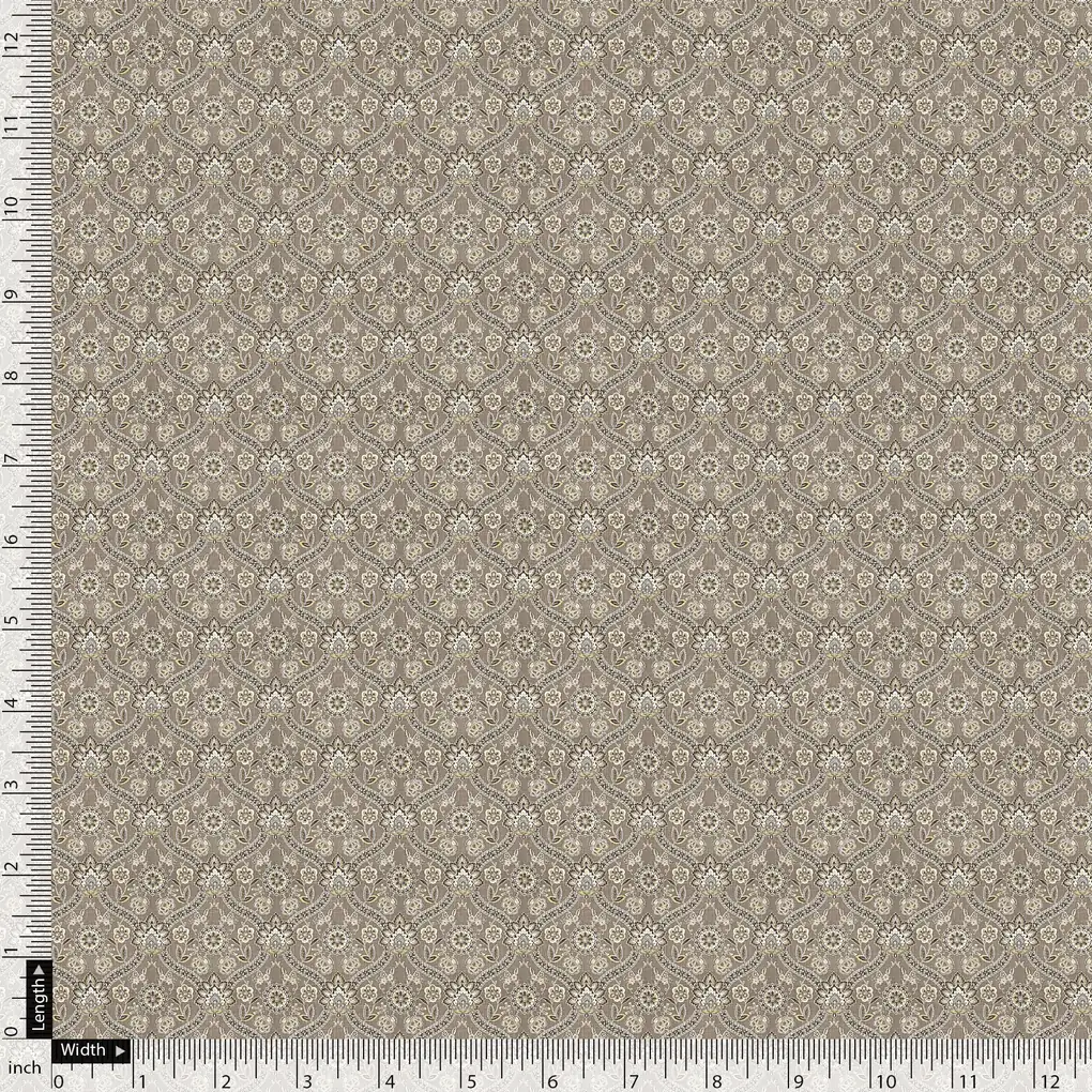 Hot Summer Gardening Ogee Leaves And Flower Digital Printed Fabric - Pure Georgette - Image 4