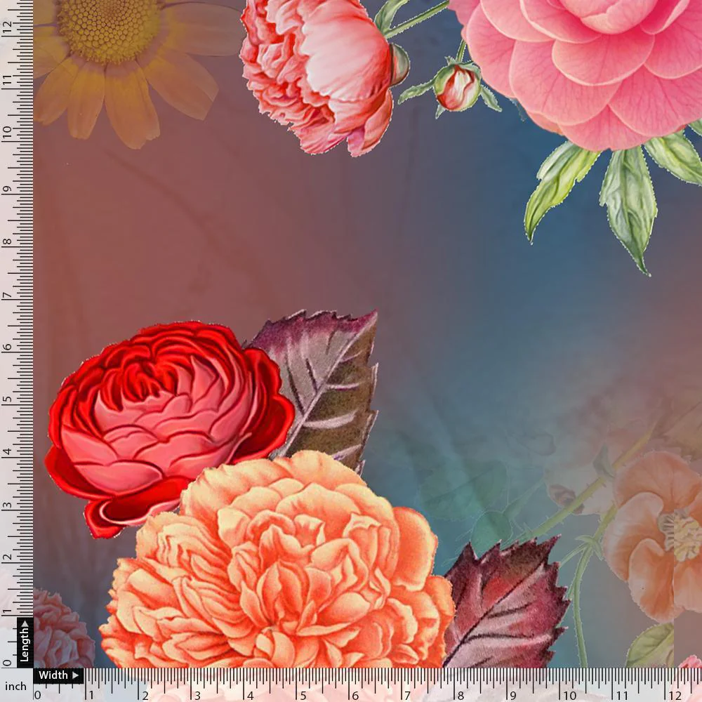 Huge Realistic Flowers Digital Printed Fabric - Image 3