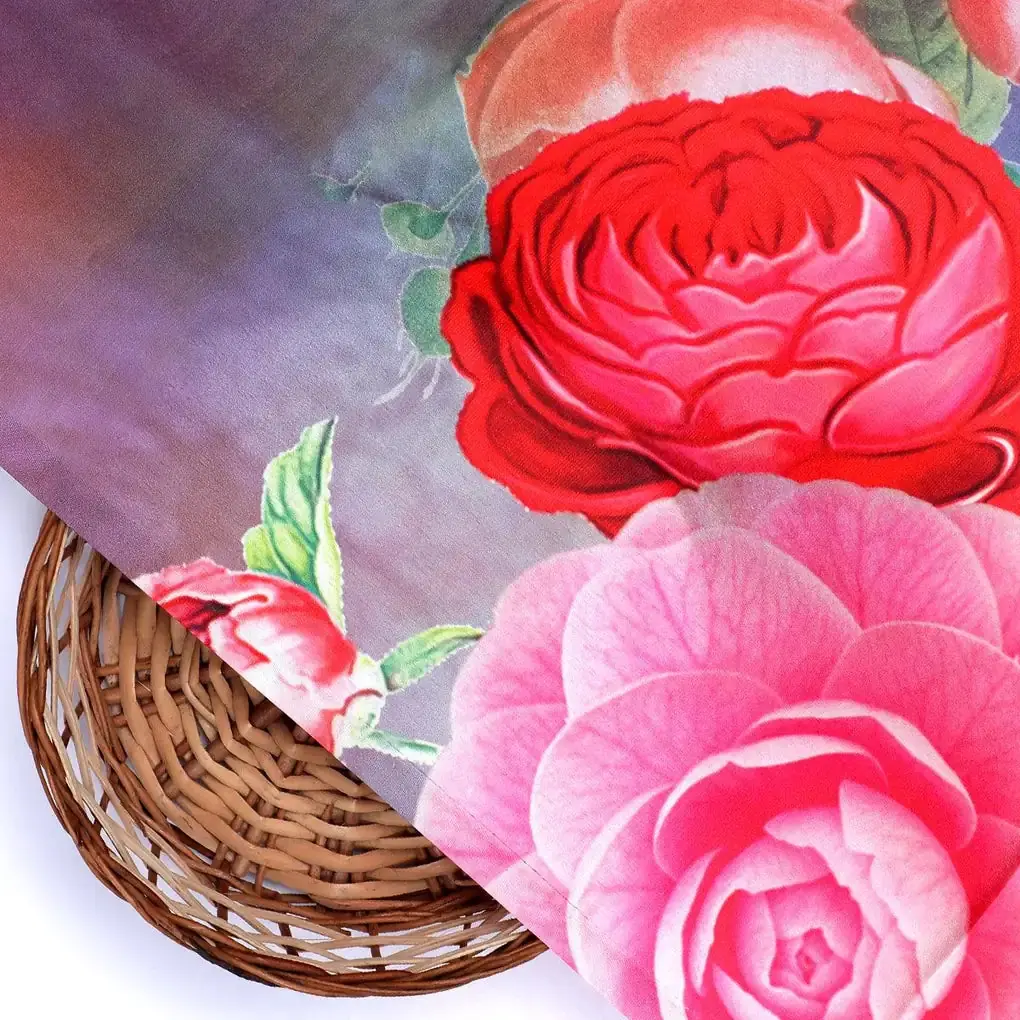 Huge Realistic Flowers Digital Printed Fabric  - Japan Satin - Image 2