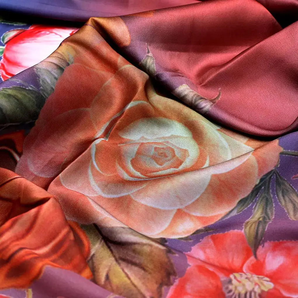 Huge Realistic Flowers Digital Printed Fabric  - Japan Satin - Image 3