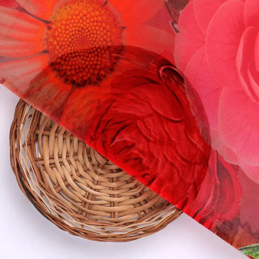 Huge Realistic Flowers Digital Printed Fabric  - Pure Georgette - Image 2