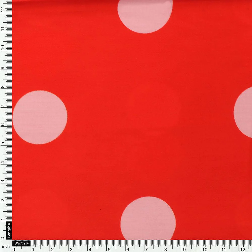 Huge Red Polka Dot Digital Printed Fabric  - Kora Silk - Image 4