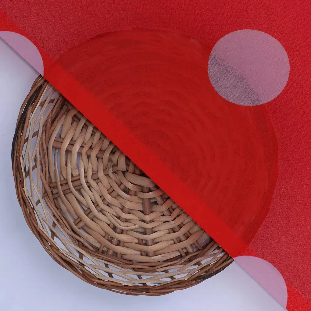 Huge Red Polka Dot Digital Printed Fabric  - Weightless - Image 2