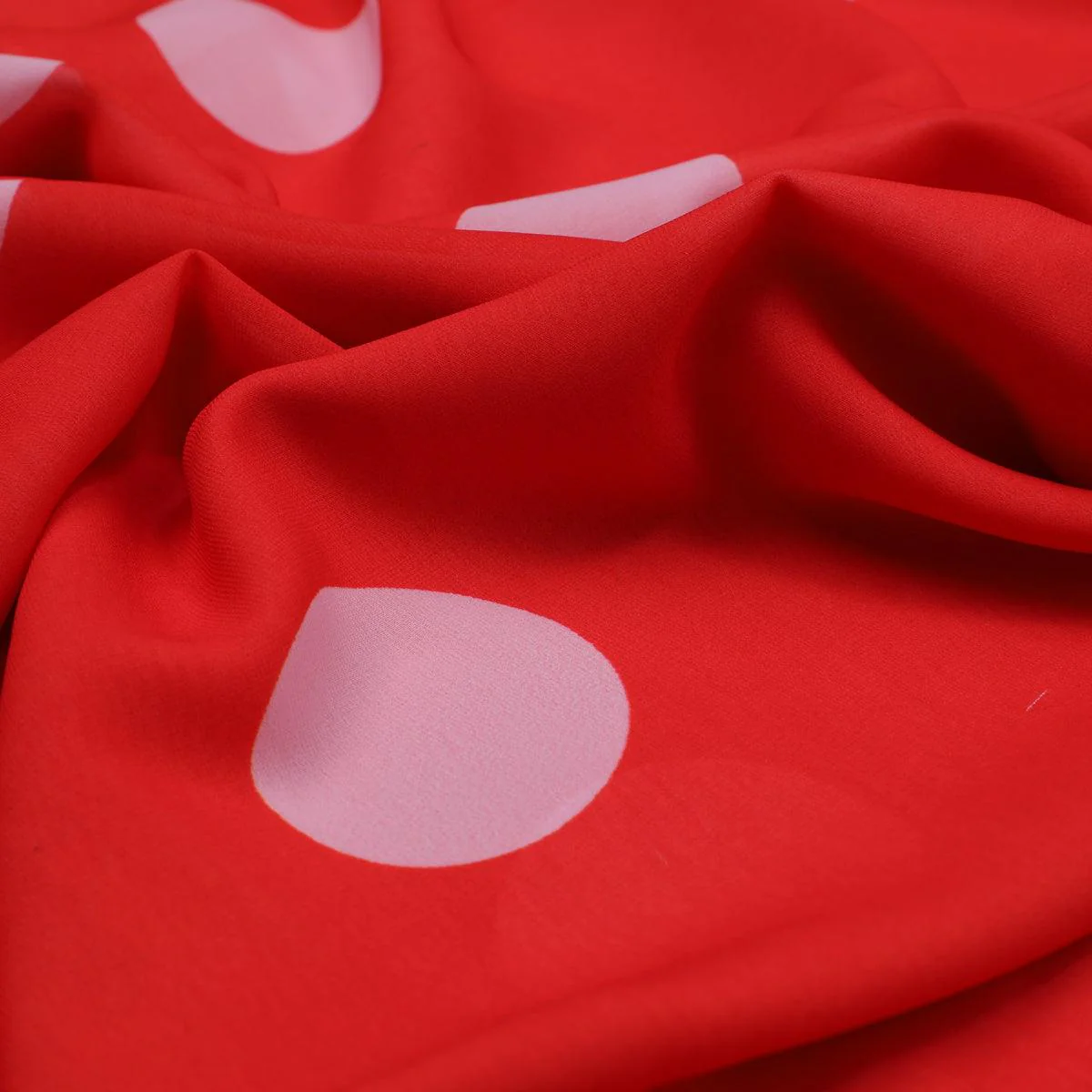 Huge Red Polka Dot Digital Printed Fabric  - Weightless - Image 3
