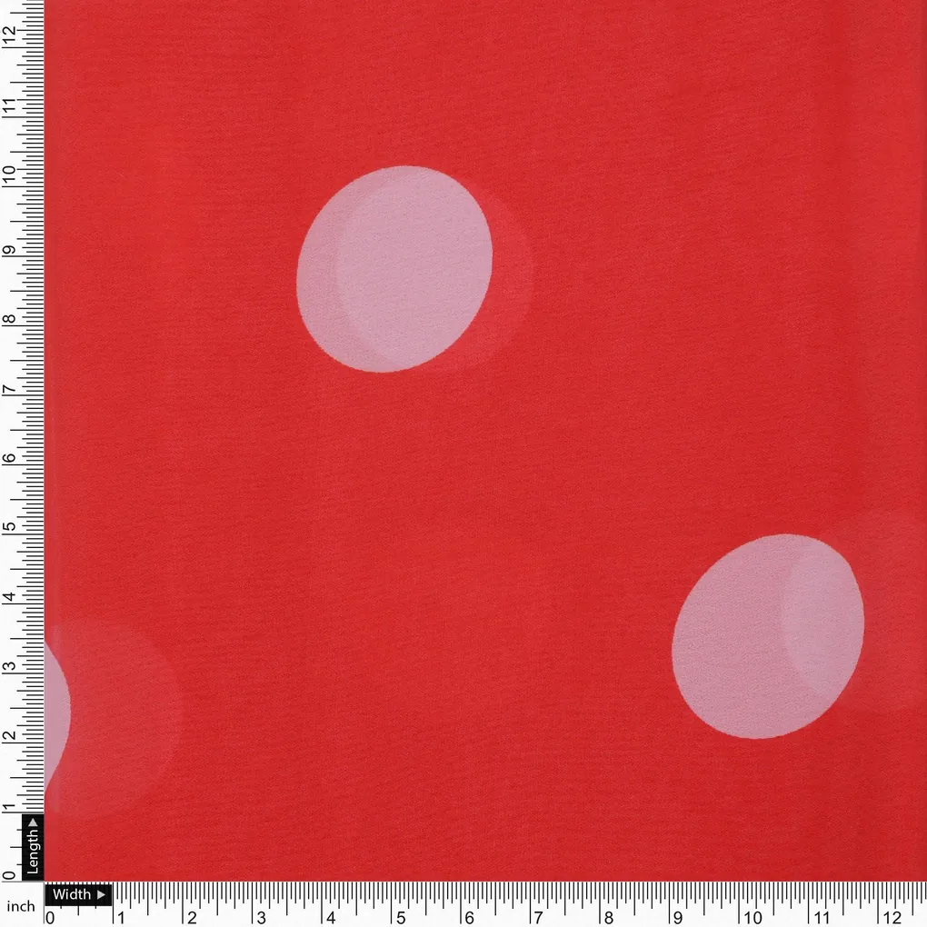 Huge Red Polka Dot Digital Printed Fabric  - Weightless - Image 4