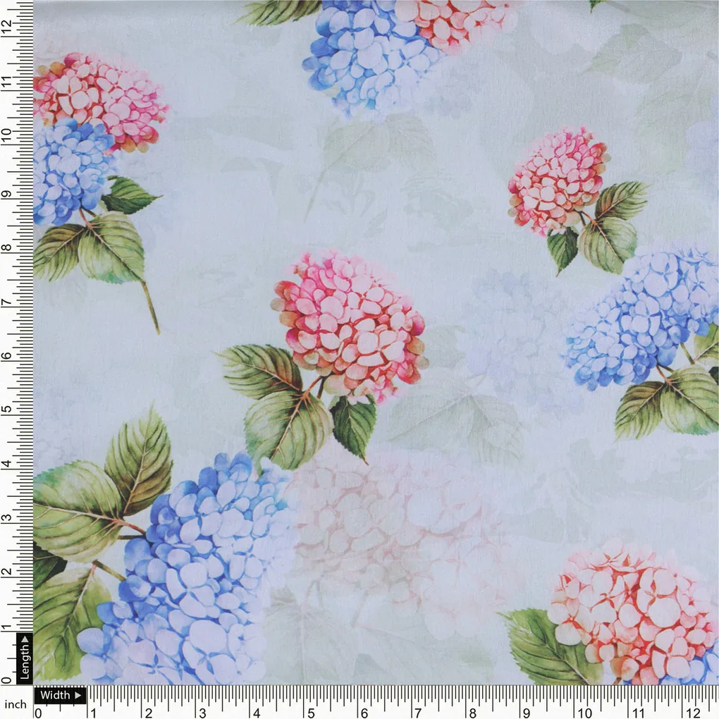 Hydrangea Printed Japan Satin Fabric - Image 4