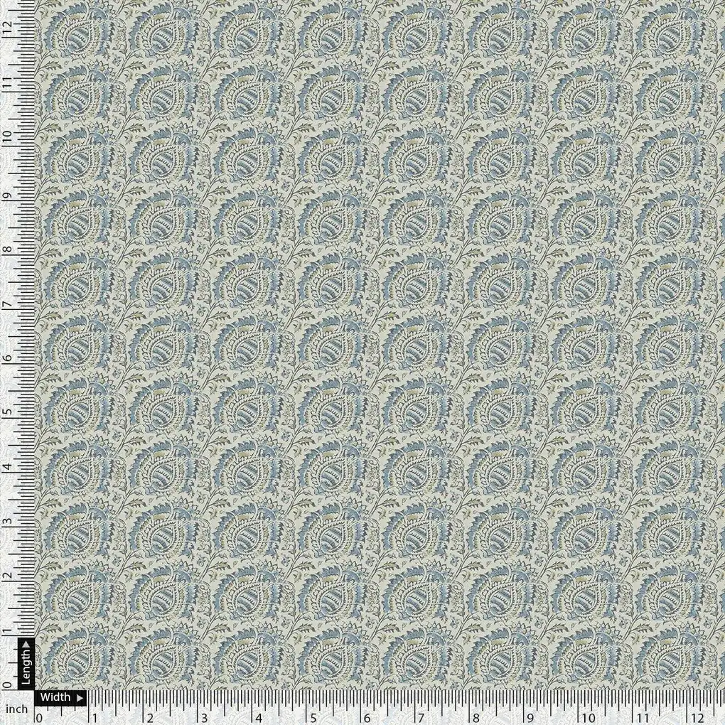 Innovative Art Of Leaves Digital Printed Fabric - Kora Silk - Image 4