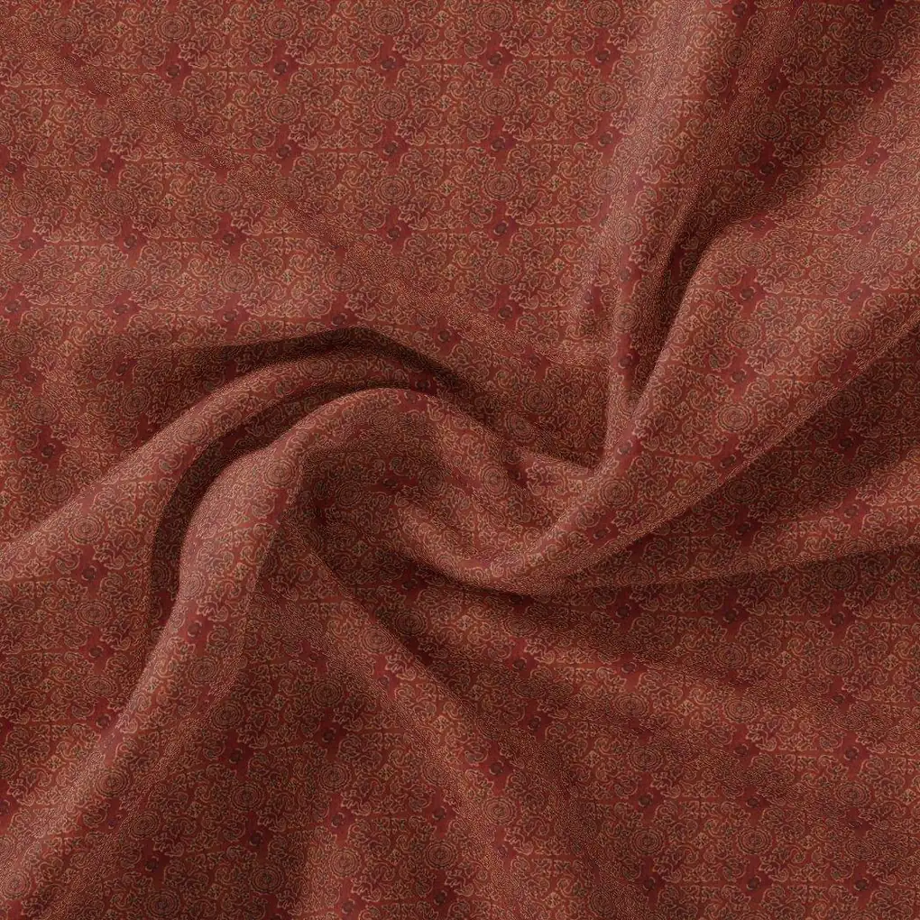 Innovative Birds Brown Colour Digital Printed Fabric - Kora Silk - Image 3