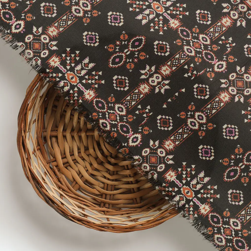 Invigorate Your Wardrobe with Muslin Fabric in Black Ajrakh Patterns - Image 3