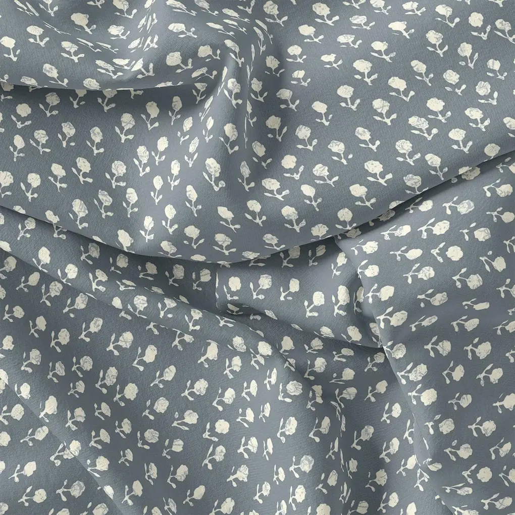 Iris Small Flower Digital Printed Fabric - Kora Silk - Image 3