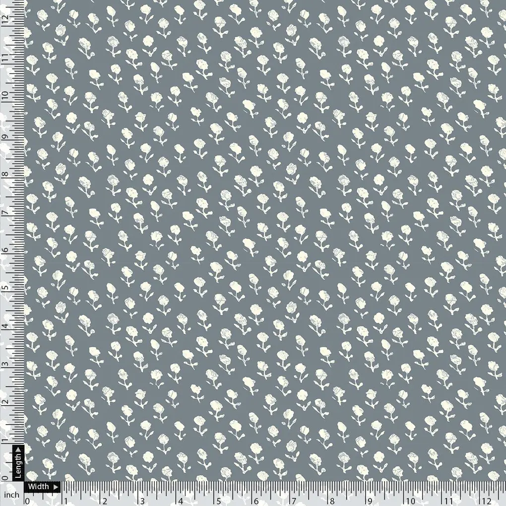 Iris Small Flower Digital Printed Fabric - Kora Silk - Image 4