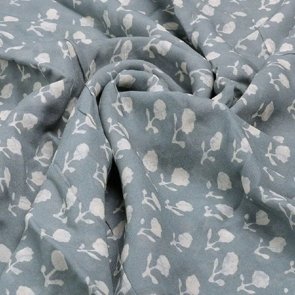 Iris Small Flower Digital Printed Fabric - Pure Georgette - Image 4