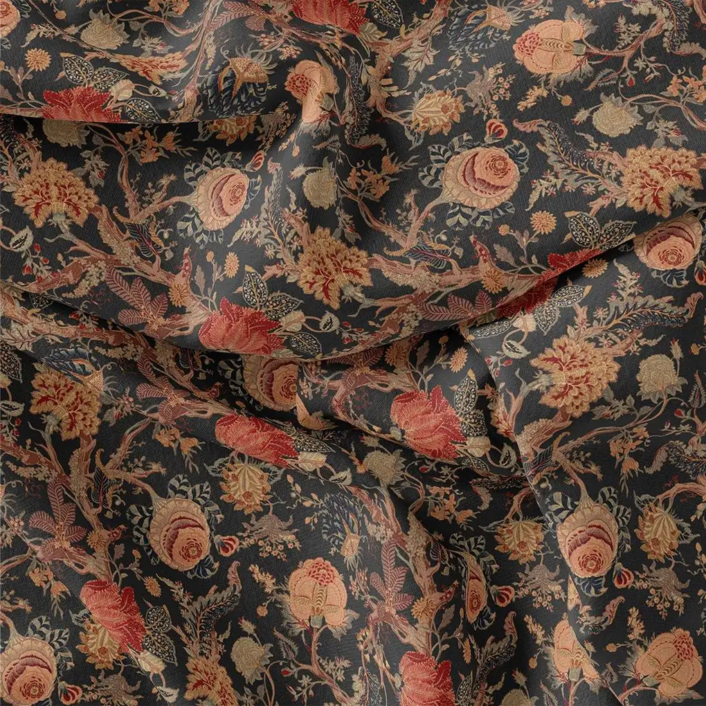 Japanese Chinoiserie Natural Digital Printed Fabric - Image 3