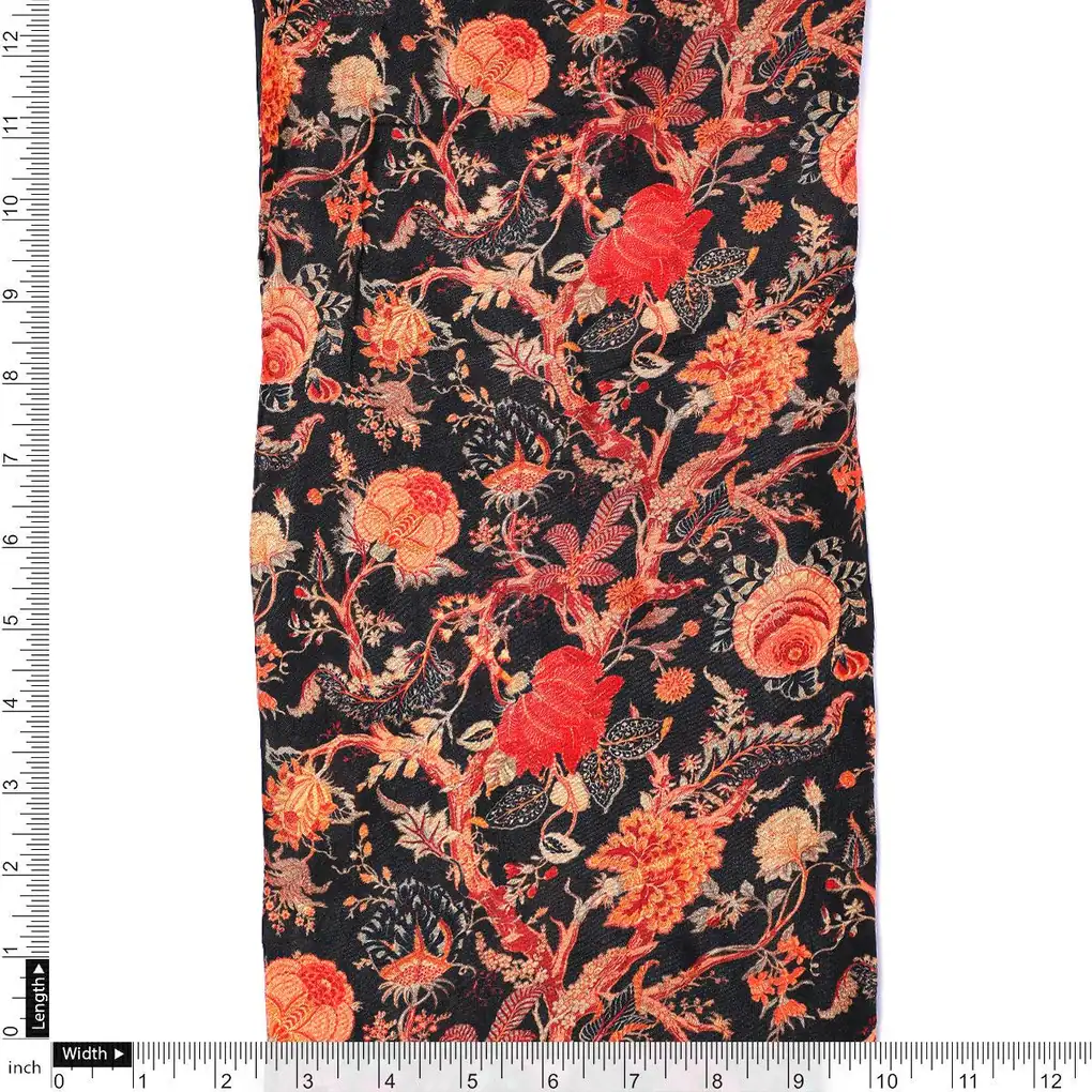 Japanese Chinoiserie Natural Digital Printed Fabric - Pure Muslin - Image 4