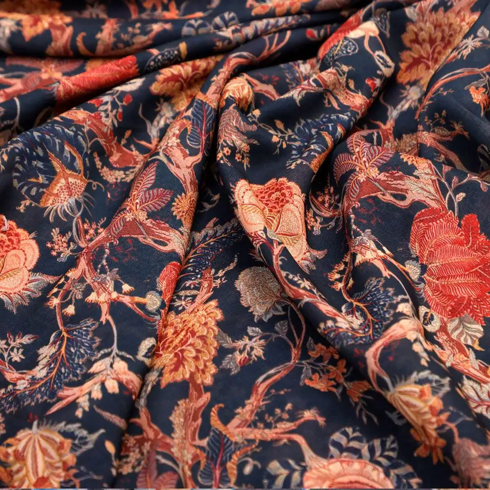 Japanese Chinoiserie Natural Digital Printed Fabric - Weightless - Image 3