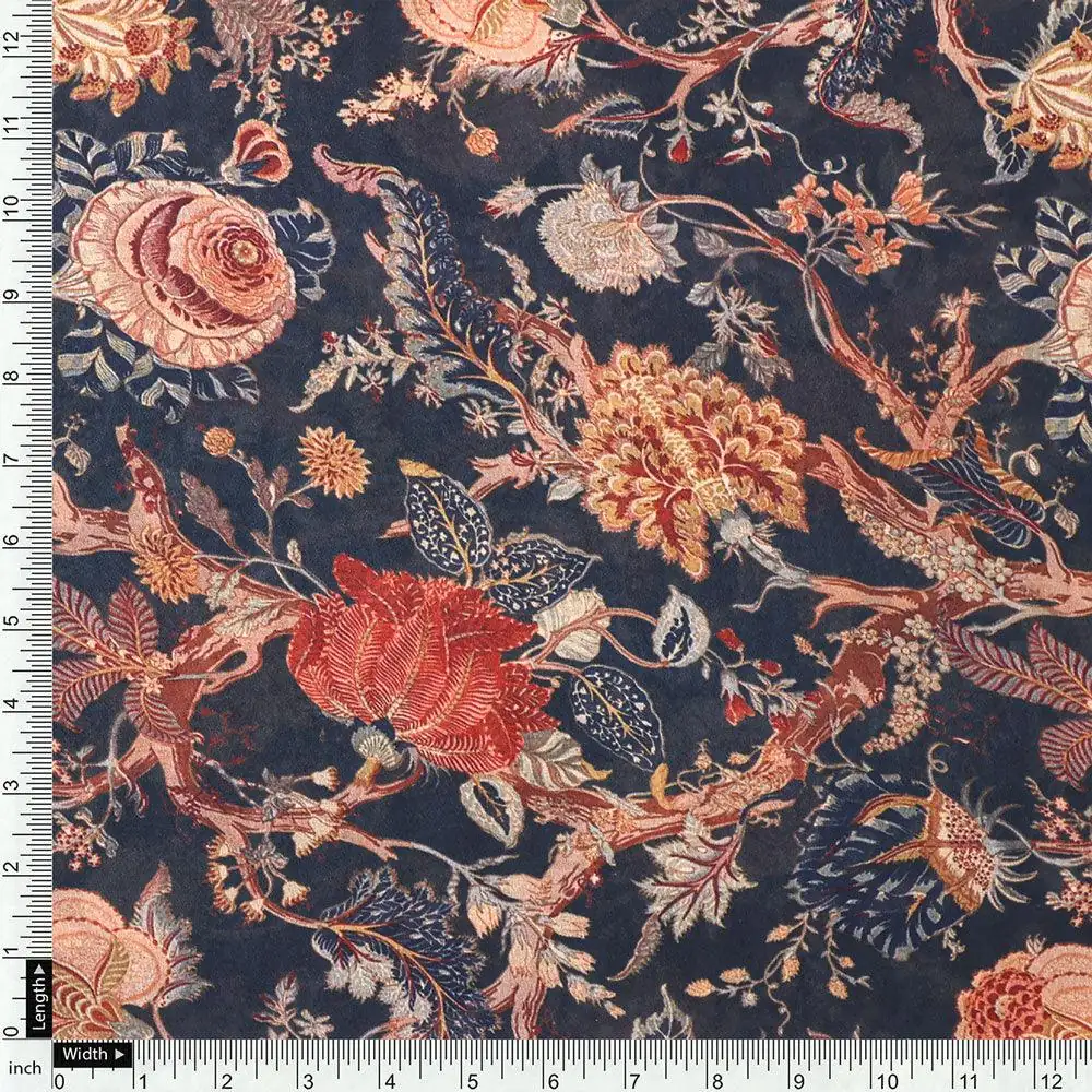 Japanese Chinoiserie Natural Digital Printed Fabric - Weightless - Image 4