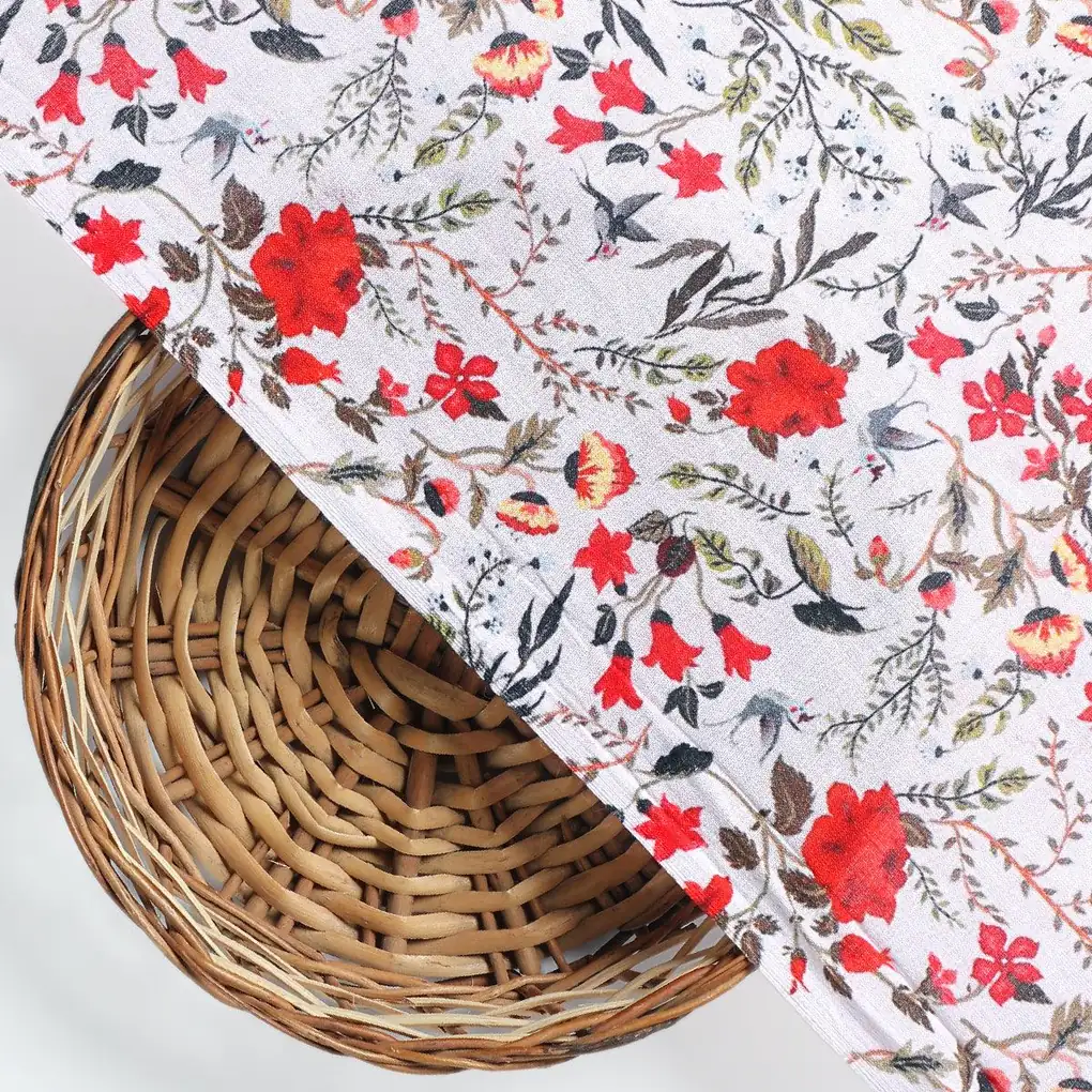 Jungle Wally Of Flower With Humming Bird Digital Printed Fabric - Cotton - Image 2