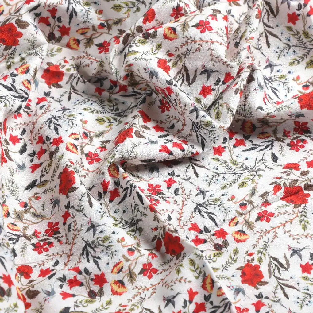 Jungle Wally Of Flower With Humming Bird Digital Printed Fabric - Cotton - Image 3