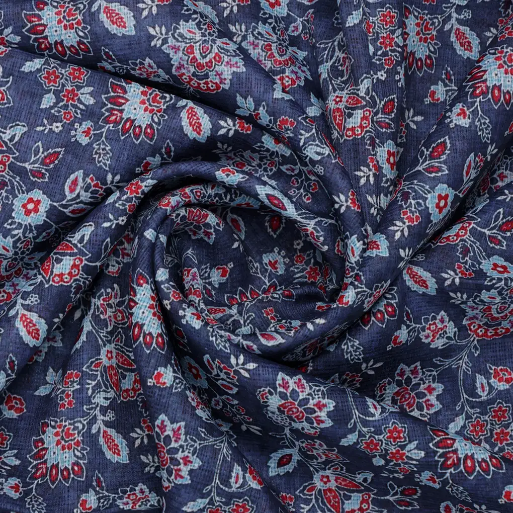 Kalamkari Floral Velly Kota Doria Fabric Material - Image 3