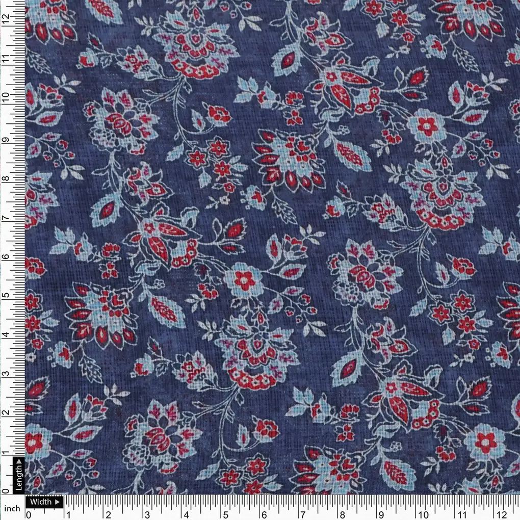 Kalamkari Floral Velly Kota Doria Fabric Material - Image 4