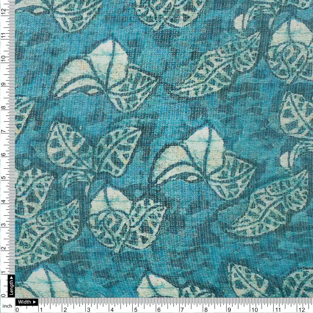FAB VOGUE Studio Kota Doria Digital Printed Fabric - Teal Floral Design - Image 4