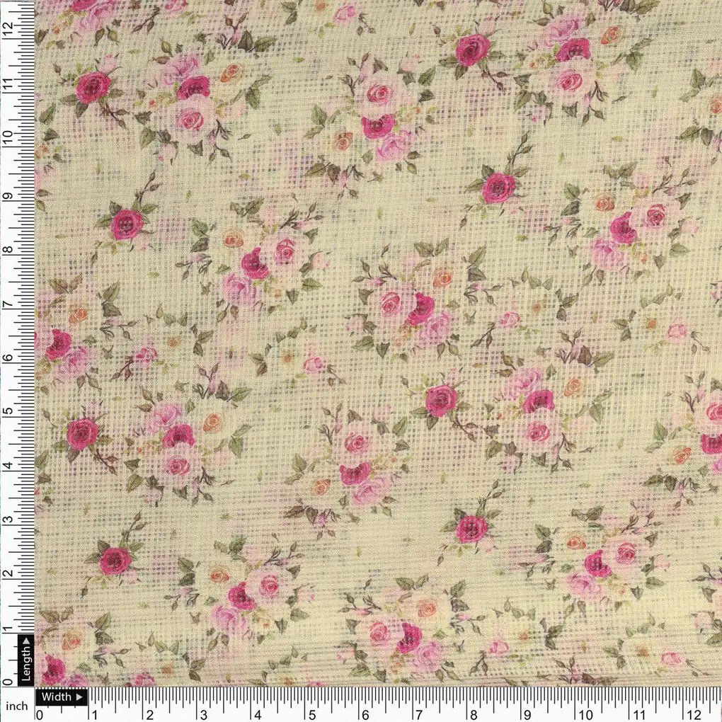 Kota Doria Fabric Material of Printed Floral Blooms - Image 4