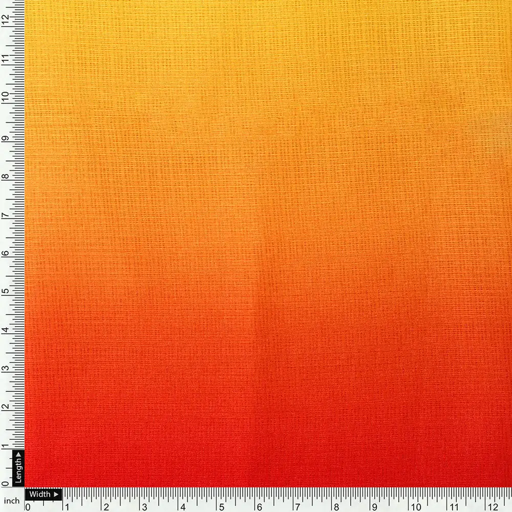Kota Doria Fabric with Decorative Digital Print in Yellow, Orange and Red - Image 4