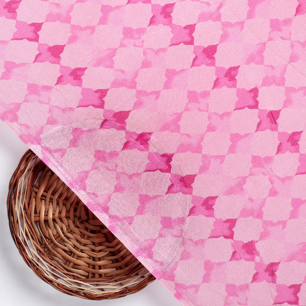 Lattice Star Patterns Digital Printed Fabric - Pure Chinon - Image 3