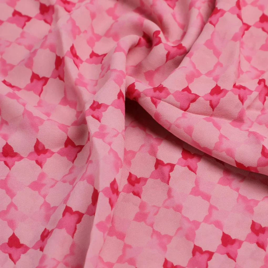 Lattice Star Patterns Digital Printed Fabric - Pure Georgette - Image 3