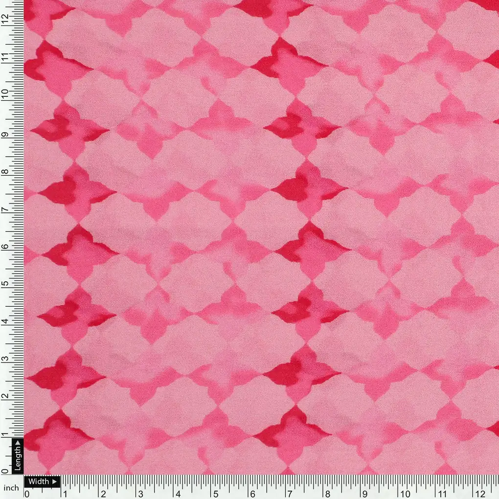 Lattice Star Patterns Digital Printed Fabric - Pure Georgette - Image 4