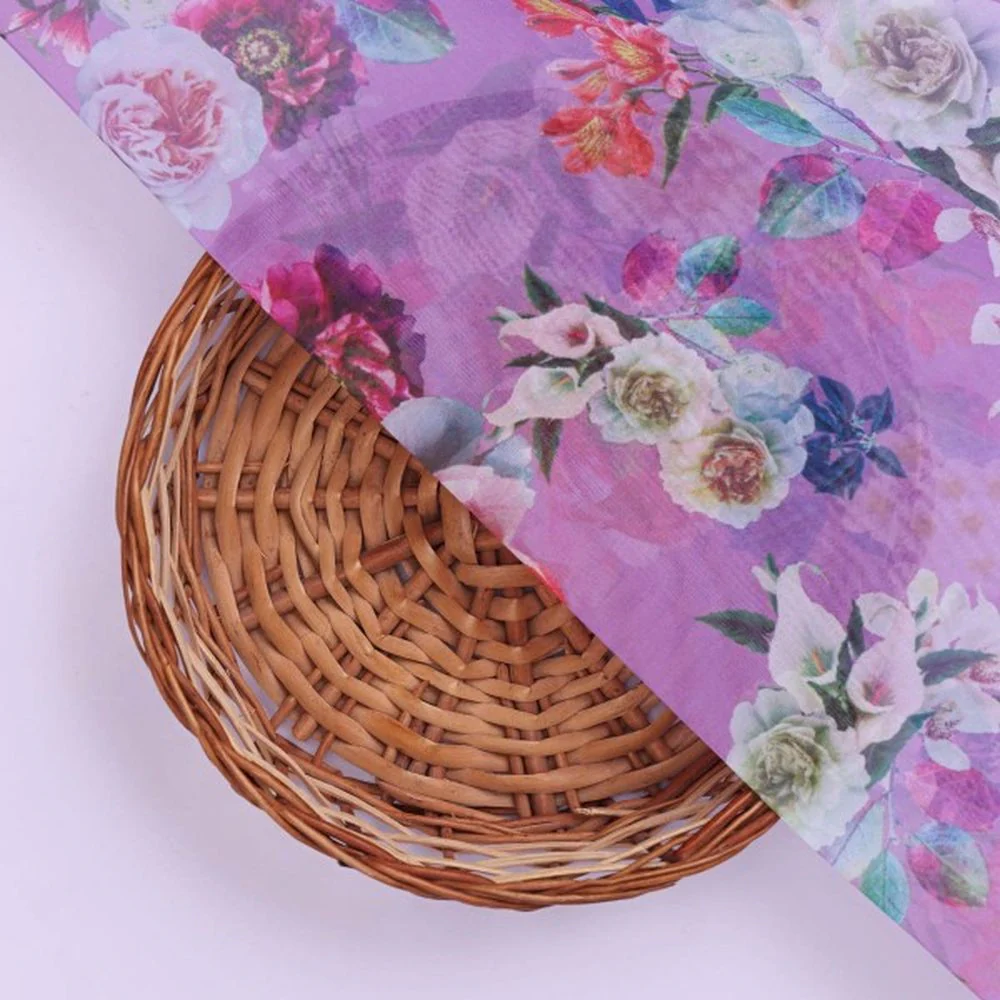 Lavender Dreams Floral Printed Sheer Organza Fabric - Image 2