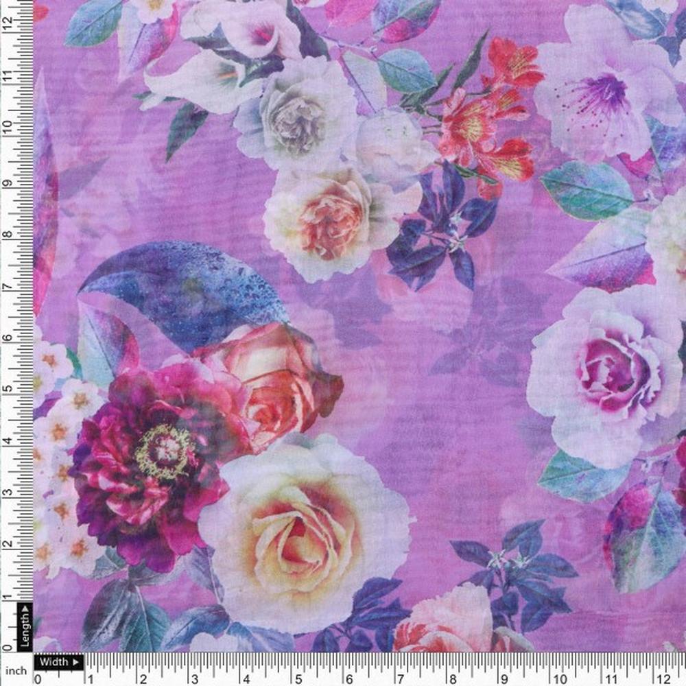 Lavender Dreams Floral Printed Sheer Organza Fabric - Image 4