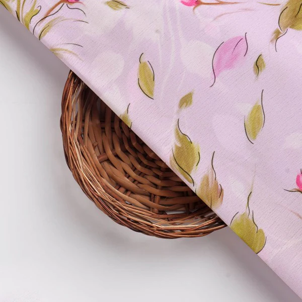 Lavender Floral Printed Polyester Fabric for Dresses & Tops - Image 3